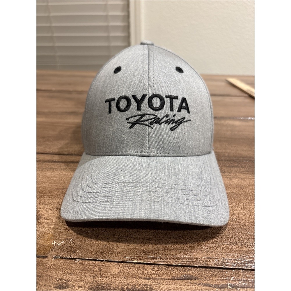 Toyota Racing Cap Hat Strapback Adjustable White‎ on Gray Hat Toyota Racing Car!